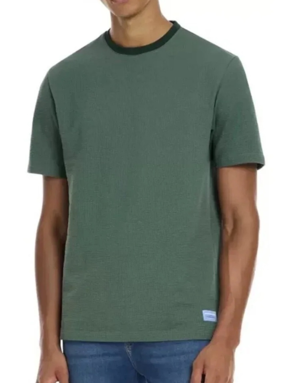 Scotch & Soda Men's Green T-Shirt Textured Crew Neck XL